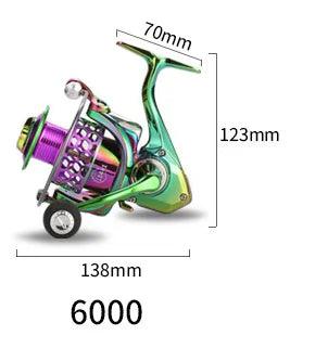 Picture of the aluminum Precision Cast Spinning Reel size details for 6000 model