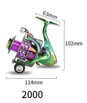 Picture of the Precision Cast Aluminum Spinning Reel size details for 2000 model